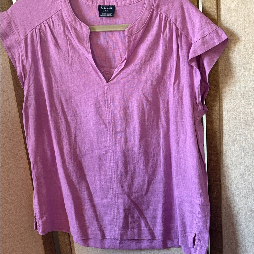 FINAL MARKDOWN Splendid lilac Short Sleeve linen blend Blouse small